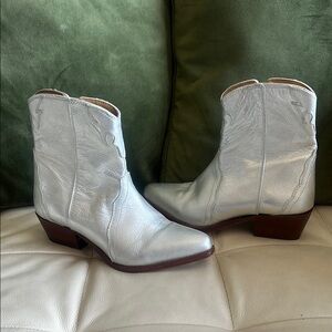 Silver Western Ankle Boots